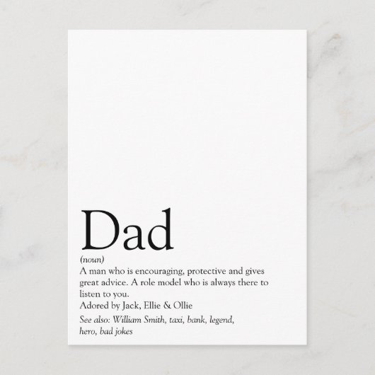 Beste Papa, Vader, Ooit Definitie Briefkaart (Voorkant)