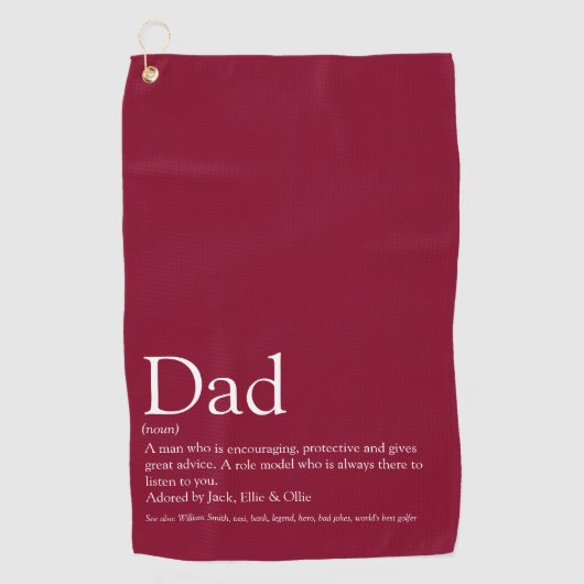 Beste Papa Vader Ooit Definitie Fun Burgundy Golfhanddoek (Voorkant)