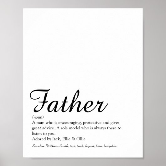 Beste Papa, Vader, Ooit Definitie Script Poster (Voorkant)