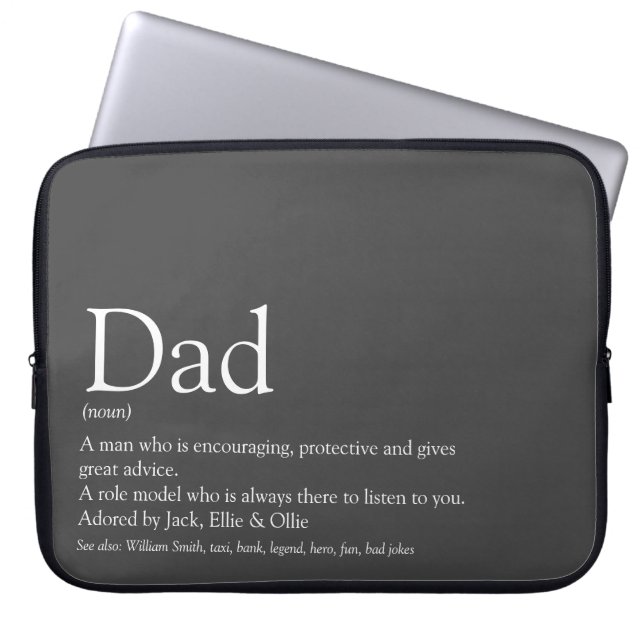 Beste Papa Vader Opa Definitie Grijs Laptop Sleeve (Voorkant)