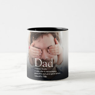 Beste Papa, Vader, Papa Definitie Foto Tweekleurige Koffiemok