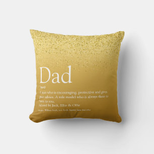 Beste papa, vader, pappie Definitie Gouden Glitter Kussen