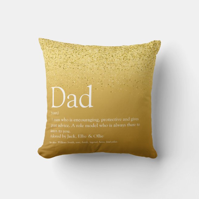 Beste papa, vader, pappie Definitie Gouden Glitter Kussen (Voorkant)