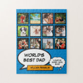 Beste papa vader vader 12 foto blauw leuk strip legpuzzel (Verticaal)