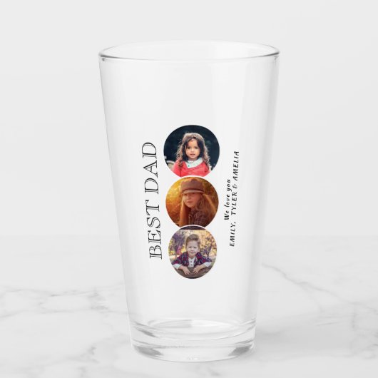 Beste Papa Vaderdag 3 Foto Collage Glas (Voorkant)