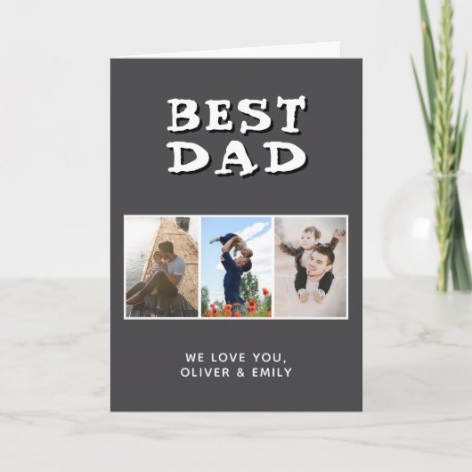 Beste Papa Vaderdag 3 Foto Feestdagen Kaart (Voorkant)