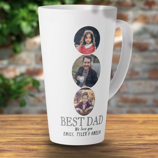 Beste Papa Vaderdag 3 Ovaal Fotocollage Latte Mok