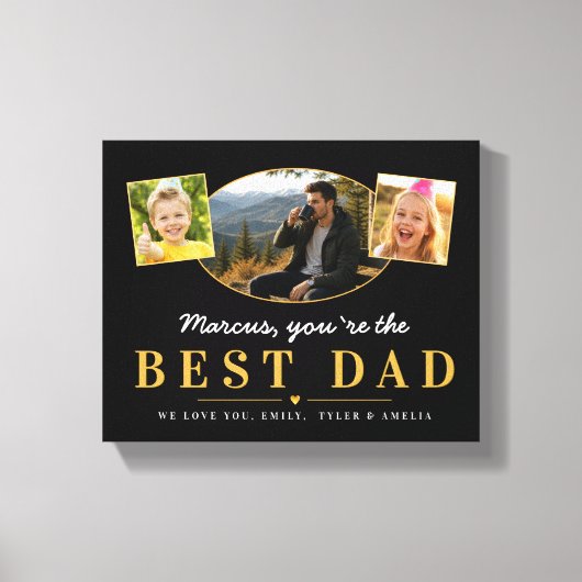 Beste Papa Vaderdag cadeau van kinderen Foto Canvas Afdruk (Voorkant)