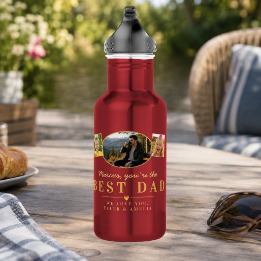 Beste papa Vaderdag cadeau van kinderen Foto  Waterfles