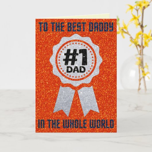 Beste papa Vaderdag Glitter Kaart (Gele Bloem)