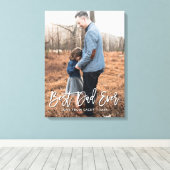 Beste papa Vaderdag Keepsake gepersonaliseerde fot Canvas Afdruk (Insitu (Houten vloer))