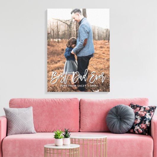 Beste papa Vaderdag Keepsake gepersonaliseerde fot Canvas Afdruk (Insitu (Woonkamer))