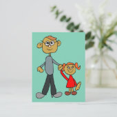 Beste papa Vaderdag Vader Daughter Cartoon Briefkaart (Staand voorkant)