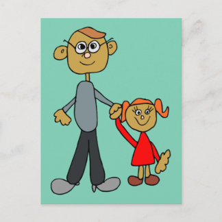 Beste papa Vaderdag Vader Daughter Cartoon Briefkaart