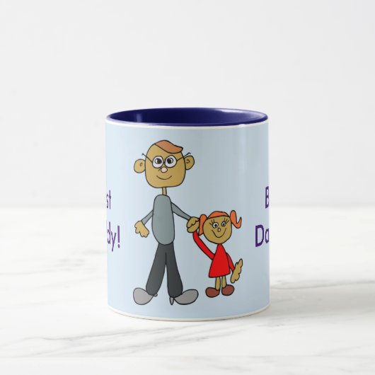 Beste papa Vaderdag Vader Daughter Cartoon Mok (Midden)