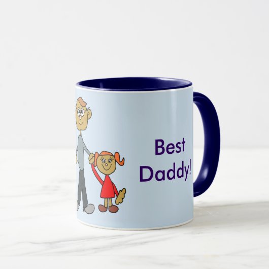 Beste papa Vaderdag Vader Daughter Cartoon Mok (Voorkant rechts)