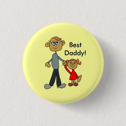 Beste papa Vaderdag Vader Daughter Cartoon Ronde Button 3,2 Cm (Voorkant)
