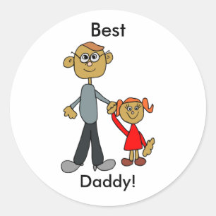 Beste papa Vaderdag Vader Daughter Cartoon Ronde Sticker
