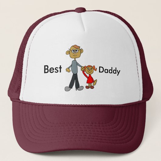 Beste papa Vaderdag Vader Daughter Cartoon Trucker Pet (Voorkant)