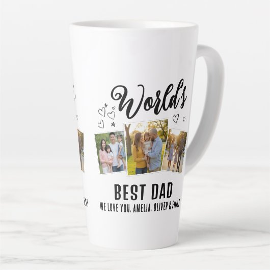 Beste Papa van de Wereld Aangepaste 3 Foto Collage Latte Mok (Rechterhoek)