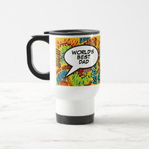 Beste Papa van de Wereld Cool Fun Comic Typografis Reisbeker