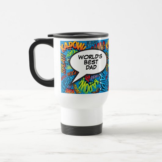 Beste Papa van de Wereld Cool Fun Comic Typografis Reisbeker (Links)