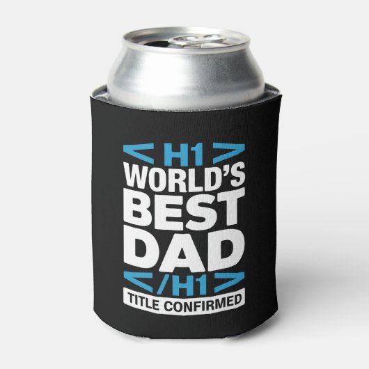 Beste Papa van de Wereld H1 HTML Code Drink Blikjeskoeler (Blikje Voorkant)