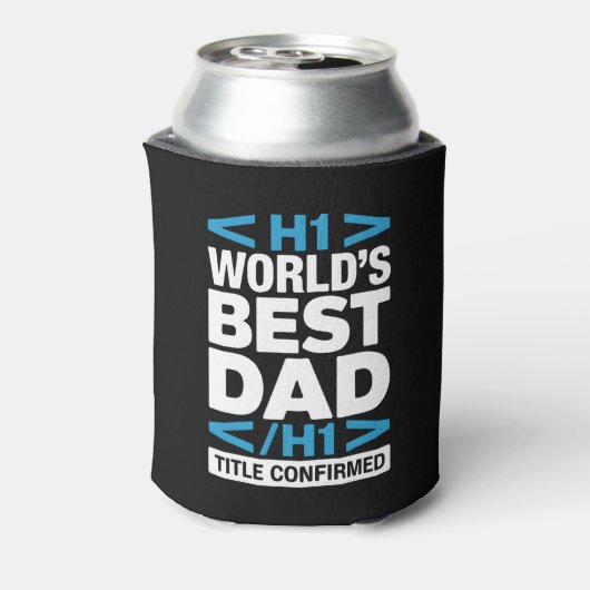 Beste Papa van de Wereld H1 HTML Code Drink Blikjeskoeler (Blikje Achterkant)