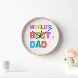 Beste Papa van de Wereld Kleurrijke Houten Wandklo