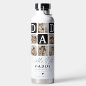 Beste Papa van de Wereld Moderne Multi-Foto Raster Waterfles (Links)