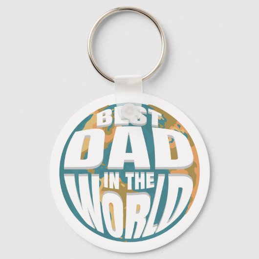 Beste papa van de wereld Vaderdag Classic Earth Sleutelhanger (Voorkant)