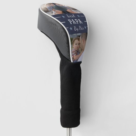 "Beste Papa van Par – Aangepaste 3-foto Golfheadcover (Schuin)