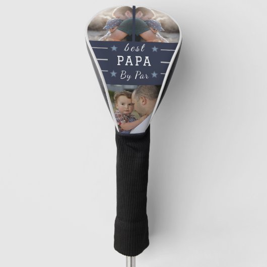 "Beste Papa van Par – Aangepaste 3-foto Golfheadcover (Voorkant)