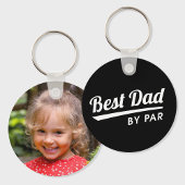 Beste Papa van Par Custom Kind Foto Black Golf Sleutelhanger