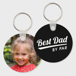 Beste Papa van Par Custom Kind Foto Black Golf Sleutelhanger