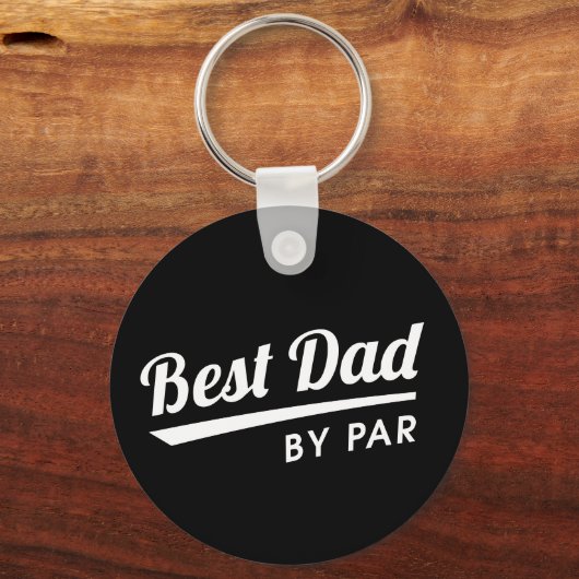 Beste Papa van Par Custom Kind Foto Black Golf Sleutelhanger (Voorkant)