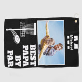 beste papa van par disc golf frisbee Custom Photo Golfhanddoek (Horizontaal)