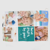 Beste Papa van Par | Fotocollage Vaderdag Golfhanddoek (Horizontaal)