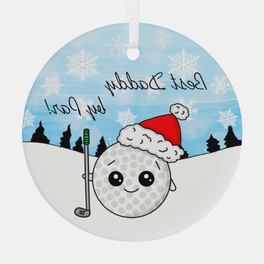Beste papa van Par | Funny Golf Pun Kerstmis Glas Ornament (Achterkant)