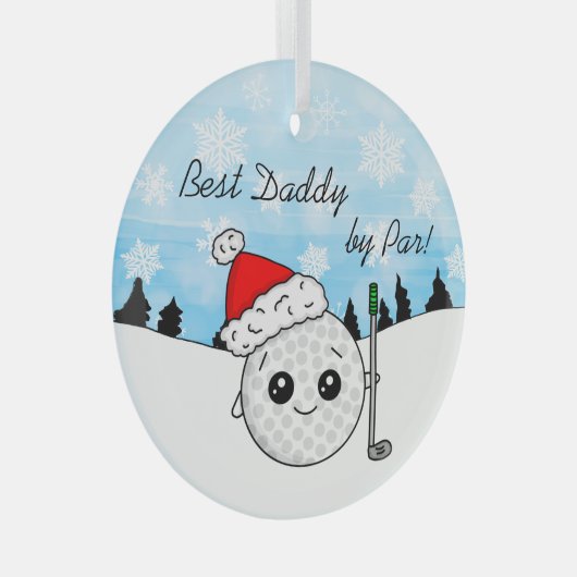 Beste papa van Par | Funny Golf Pun Kerstmis Glas Ornament (Voorkant Rechts)