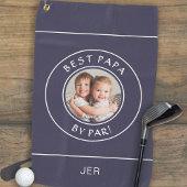 Beste Papa van Par Golfer Modern Custom Foto Blauw Golfhanddoek