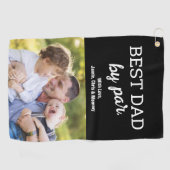 Beste papa van Par Photo Modern Vaderdag Custom Golfhanddoek (Horizontaal)
