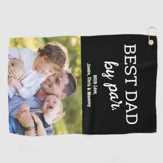 Beste papa van Par Photo Modern Vaderdag Custom Golfhanddoek (Horizontaal)