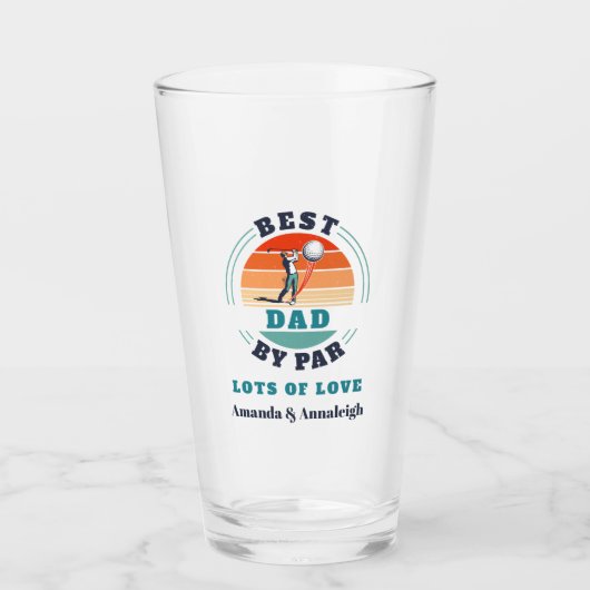 Beste Papa Van Par Retro Van Dochters Vaderdag Glas (Voorkant)