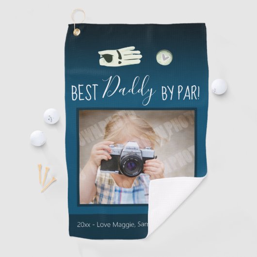 Beste papa van Par Vaderdag Foto Golfhanddoek (Insitu)
