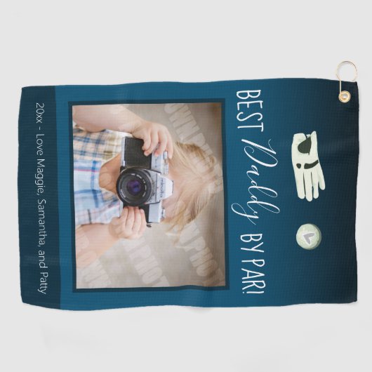 Beste papa van Par Vaderdag Foto Golfhanddoek (Horizontaal)