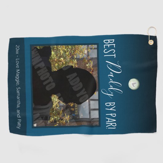 Beste papa van Par Vaderdag Foto Golfhanddoek (Horizontaal)