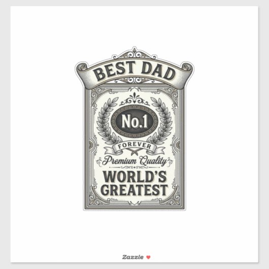 Beste Papa Vintage Gravure Vaderdag Sticker (Vel)