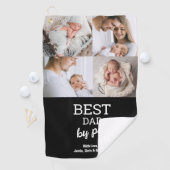 Beste papa volgens par custom 4 foto collage golfhanddoek (Insitu)