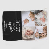 Beste papa volgens par custom 4 foto collage golfhanddoek (Horizontaal)